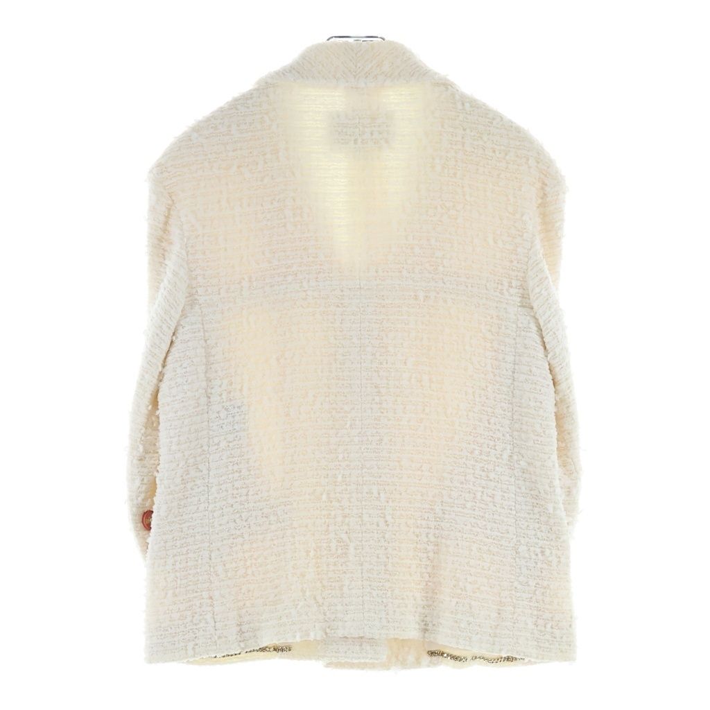 CHANEL Lion Button Double-Breasted Tweed Jacket Ivory Size 34