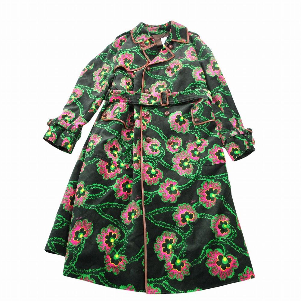 GUCCI 21SS Kenneth Scott Floral Epilogue Velvet Belted Trench Coat — Size 44 (S)