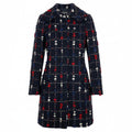 CHANEL CC Button Tweed Soutien Collar Coat Navy P42157 Size 36