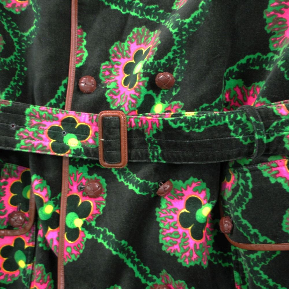 GUCCI 21SS Kenneth Scott Floral Epilogue Velvet Belted Trench Coat — Size 44 (S)