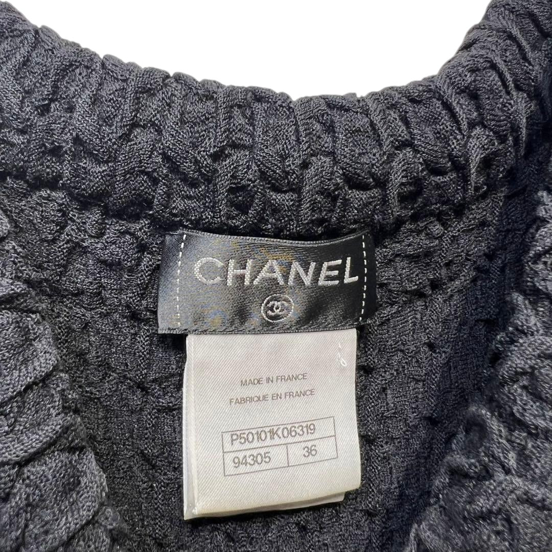 CHANEL Wool Layered A-Line Knit Dress Size 36