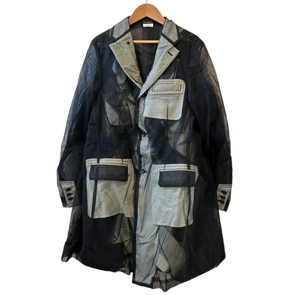 COMME des GARCONS HOMME PLUS 25SS Black Tulle Jacket Coat PO-J034 Size S