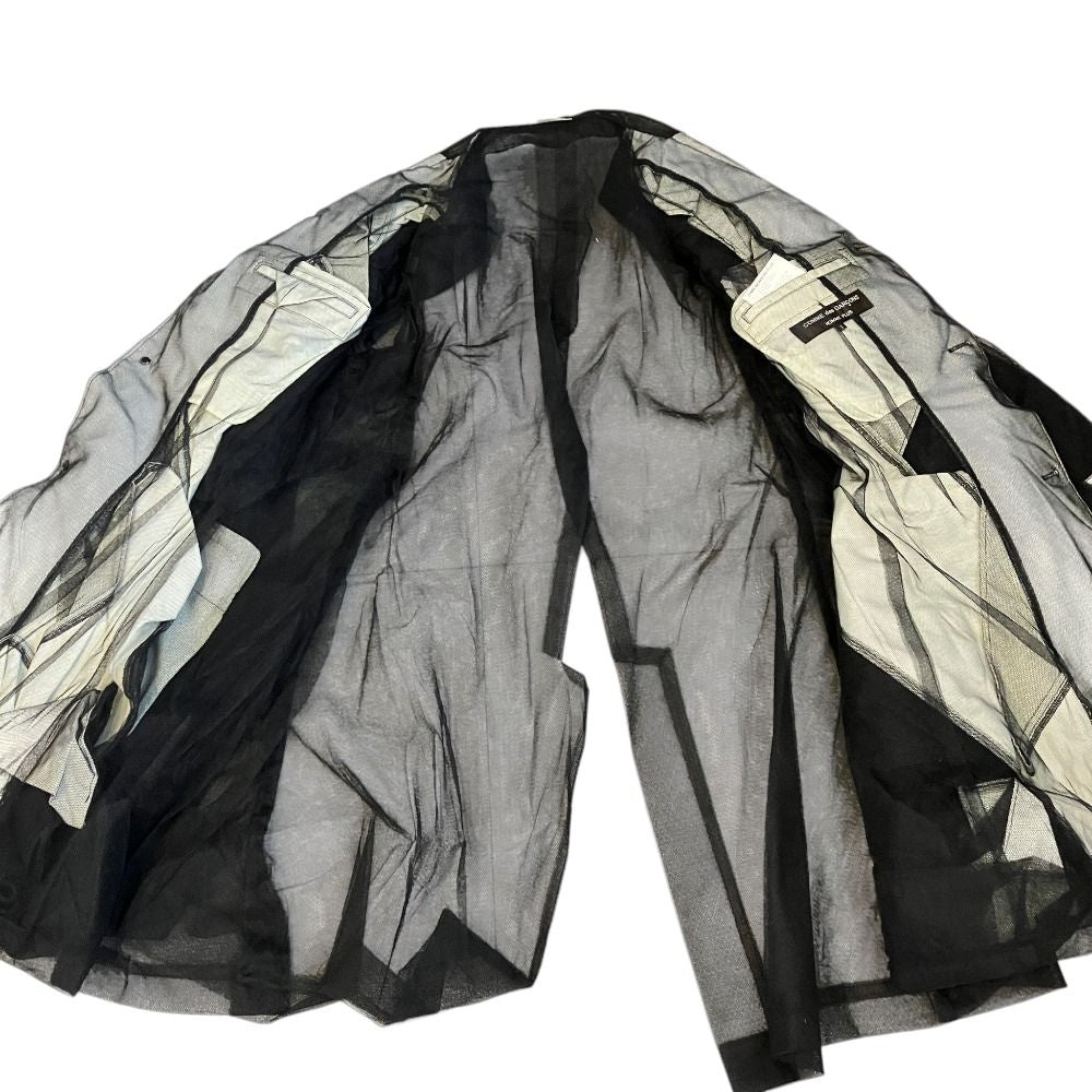 COMME des GARCONS HOMME PLUS 25SS Black Tulle Jacket Coat PO-J034 Size S