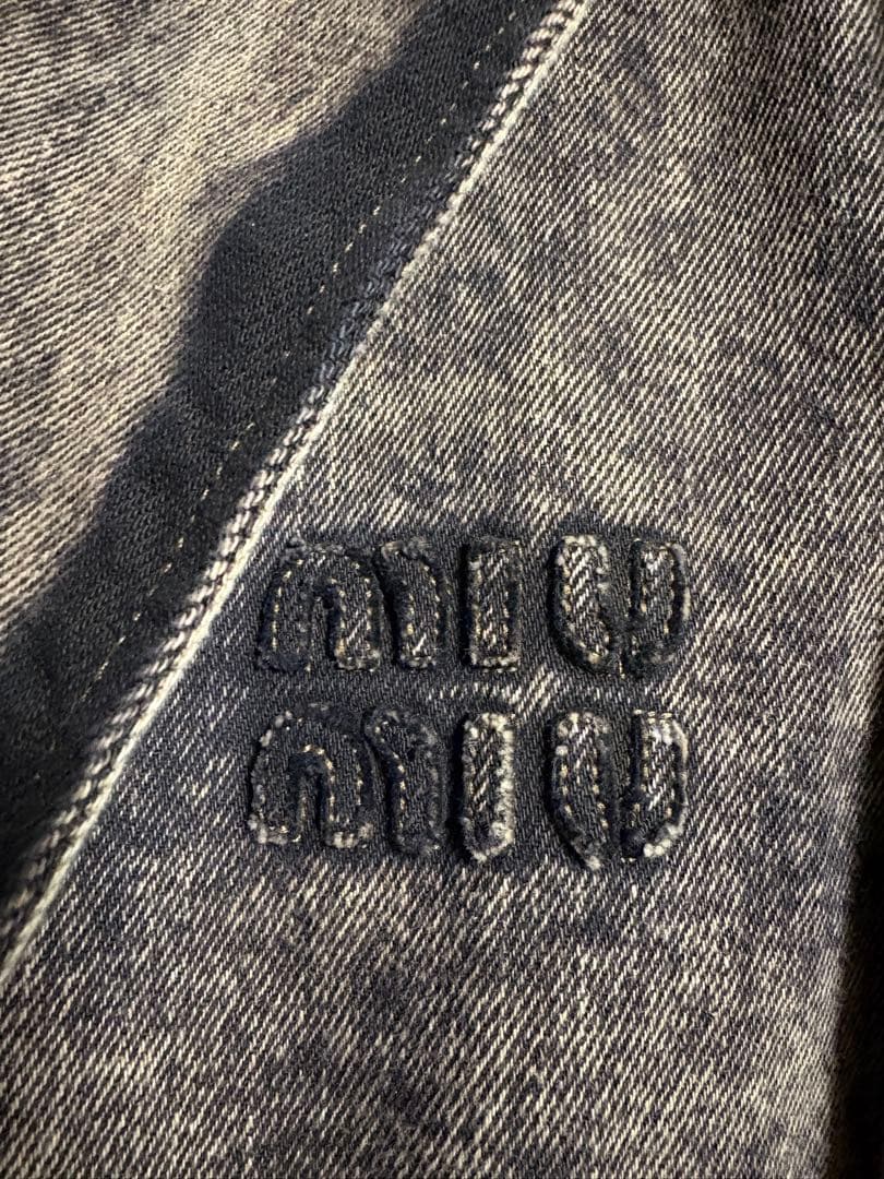 23SS MIU MIU Chemical Wash Denim Tailored Jacket Unisex 42