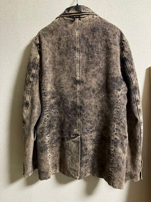 23SS MIU MIU Chemical Wash Denim Tailored Jacket Unisex 42