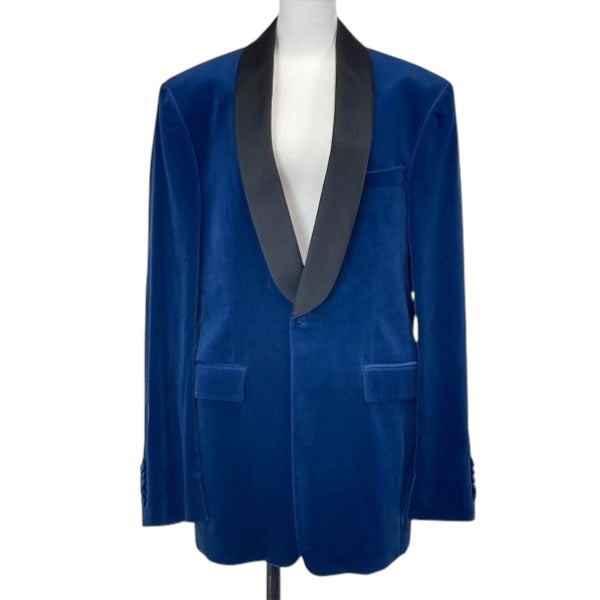 GUCCI Blue and Black Velvet Tuxedo Jacket Size 48