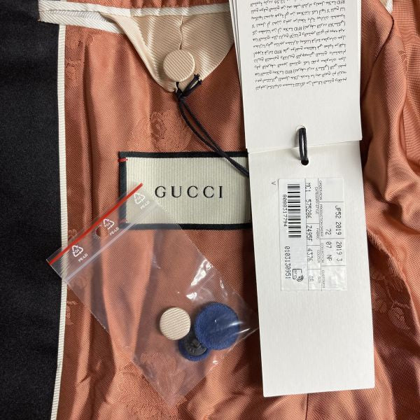 GUCCI Blue and Black Velvet Tuxedo Jacket Size 48