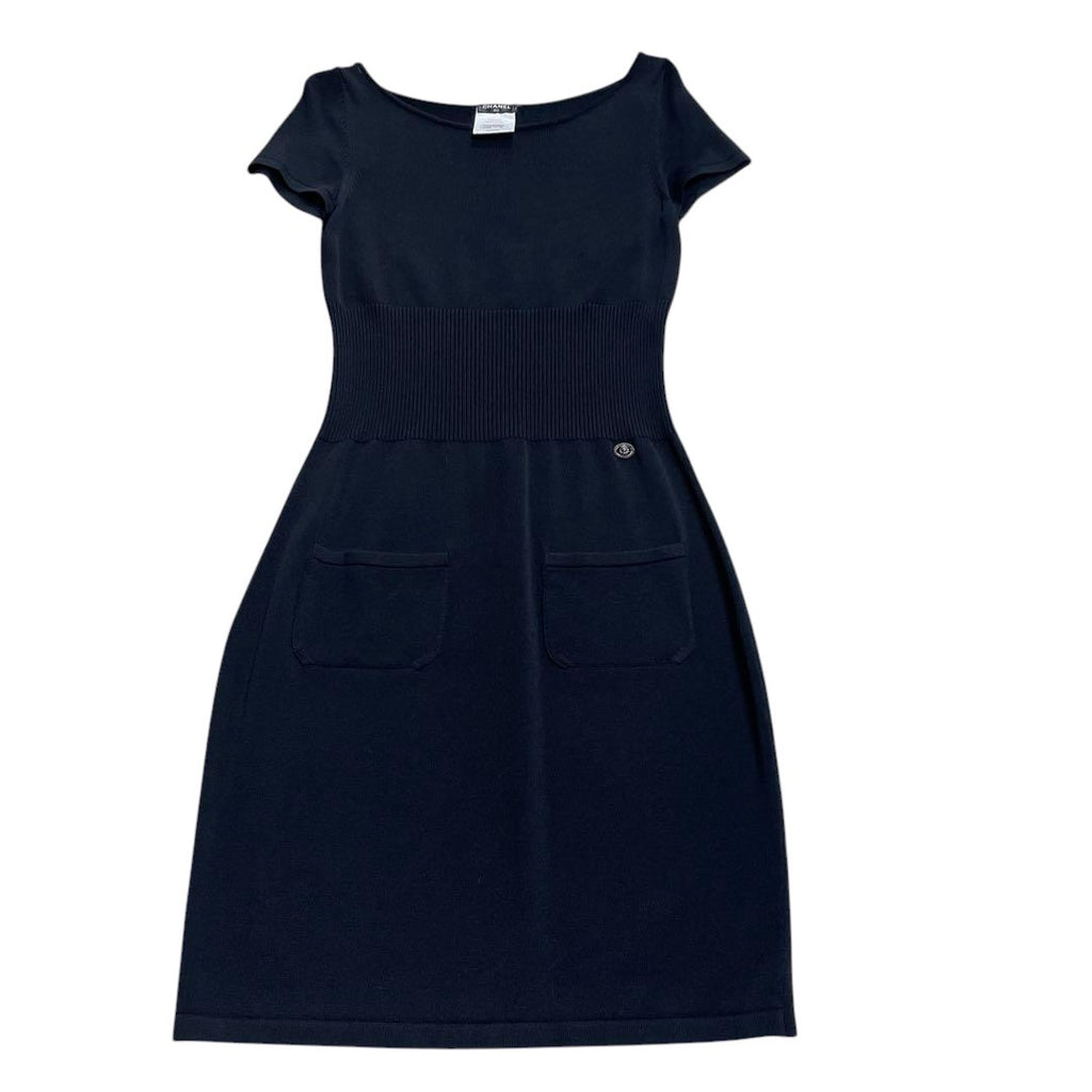 CHANEL Black Knee-Length Dress Size 36