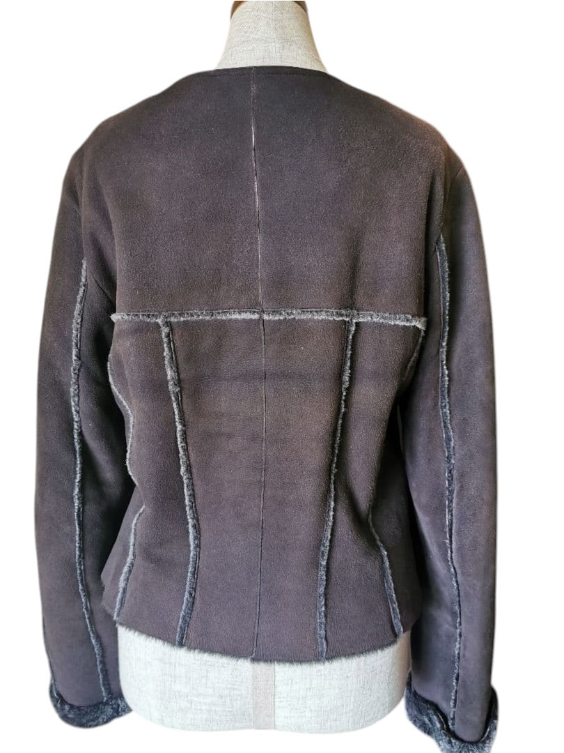 CHANEL Shearling Leather Jacket Size 42