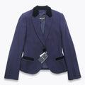 NWT Giorgio Armani Navy Velvet-Panel Jacket Size 36