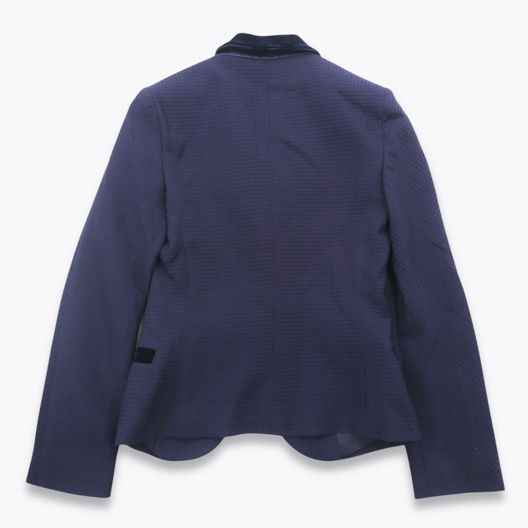NWT Giorgio Armani Navy Velvet-Panel Jacket Size 36