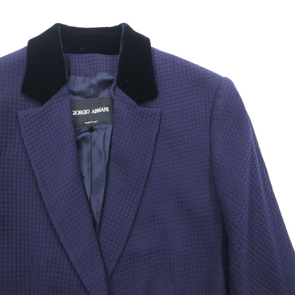 NWT Giorgio Armani Navy Velvet-Panel Jacket Size 36