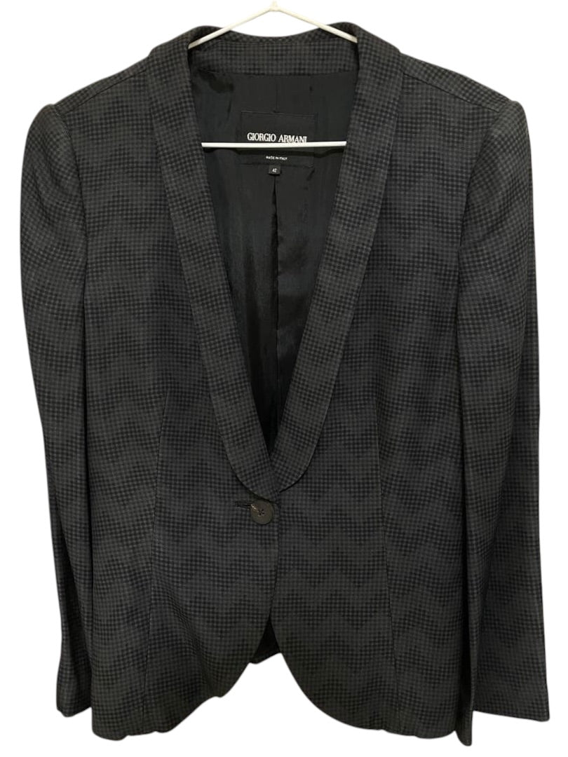 Giorgio Armani Grey Check Tailored Jacket Size 42