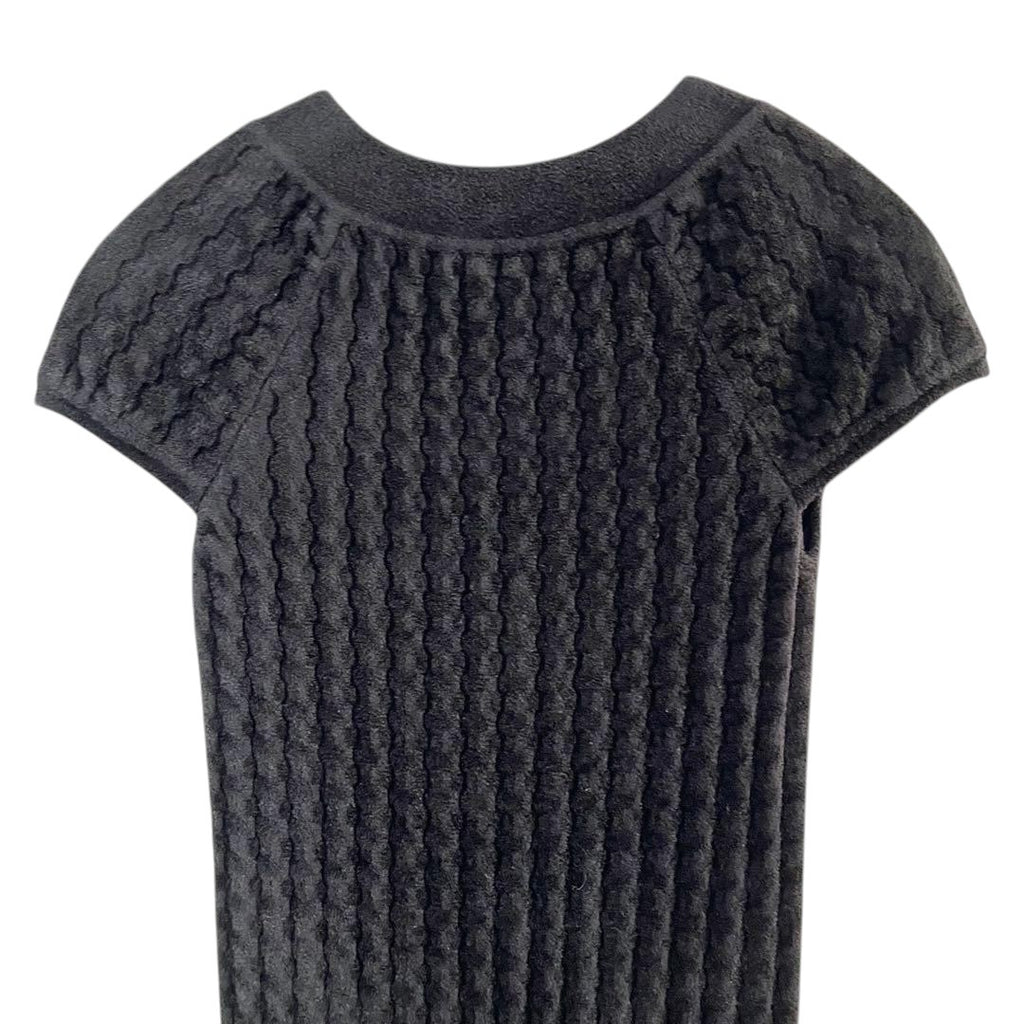 CHANELKnit Dress Velvet Velour Coco Mark Coco Buttons Size 36