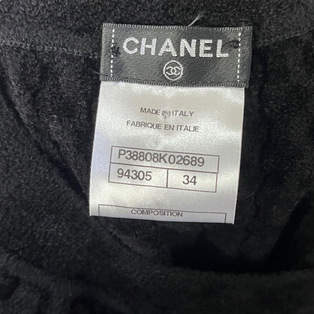 CHANELKnit Dress Velvet Velour Coco Mark Coco Buttons Size 36