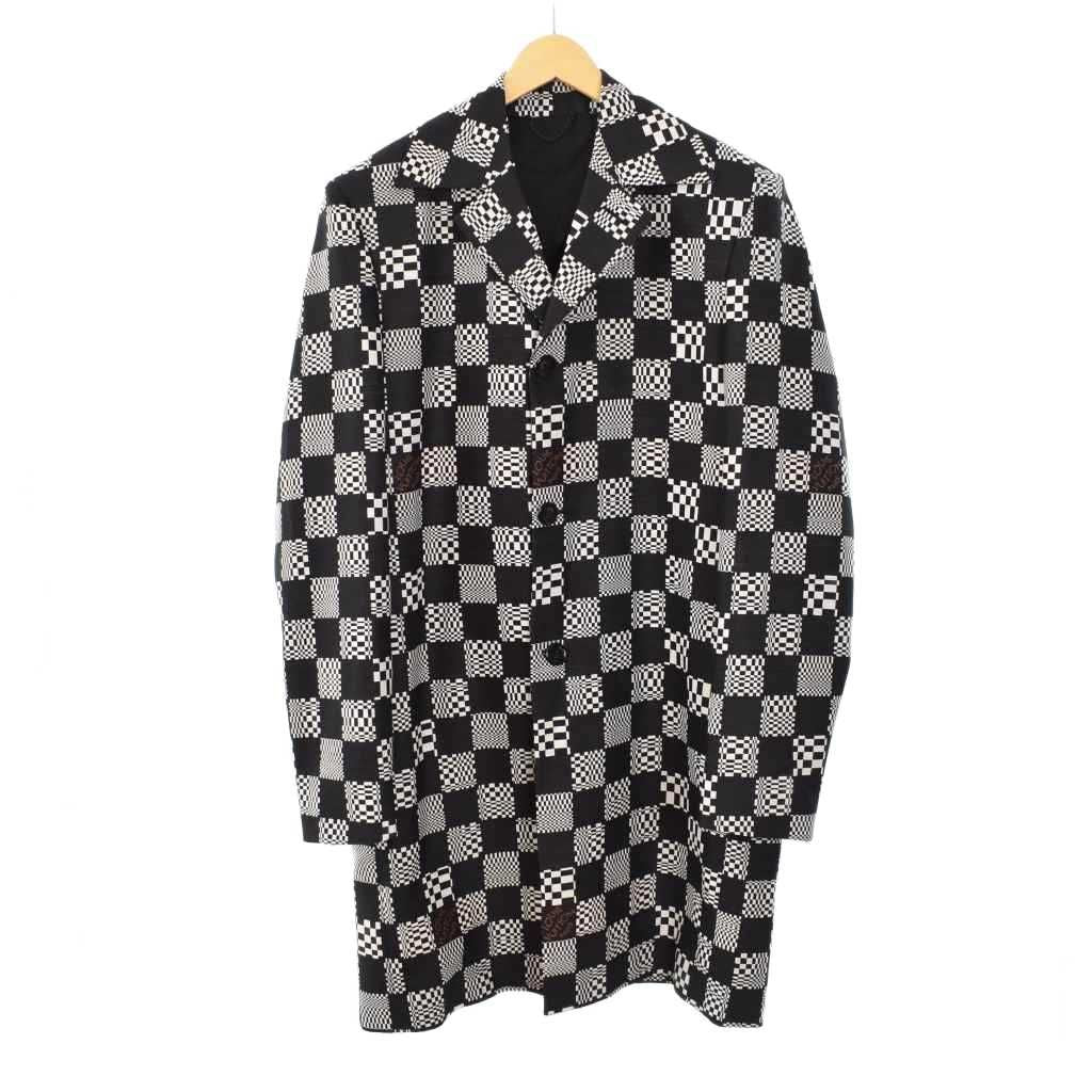 LOUIS VUITTON 21SS Distorted Damier Chester Coat — Black / Size 48