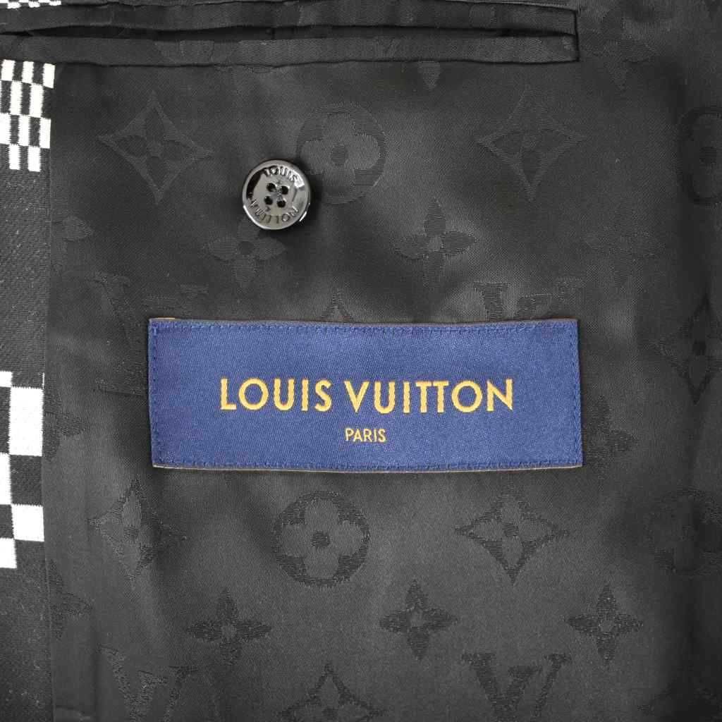 LOUIS VUITTON 21SS Distorted Damier Chester Coat — Black / Size 48