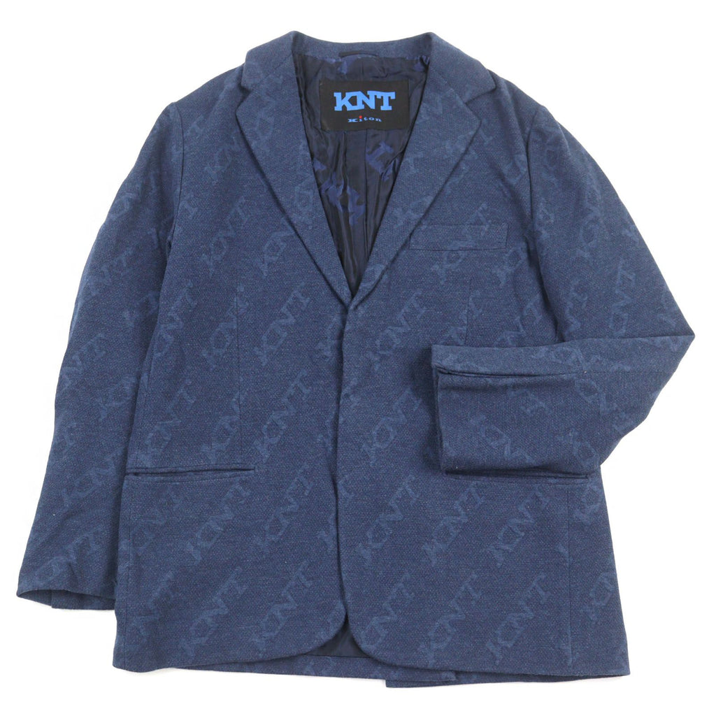 Kiton Allover Logo Cotton Single-Breasted Jacket Size 50