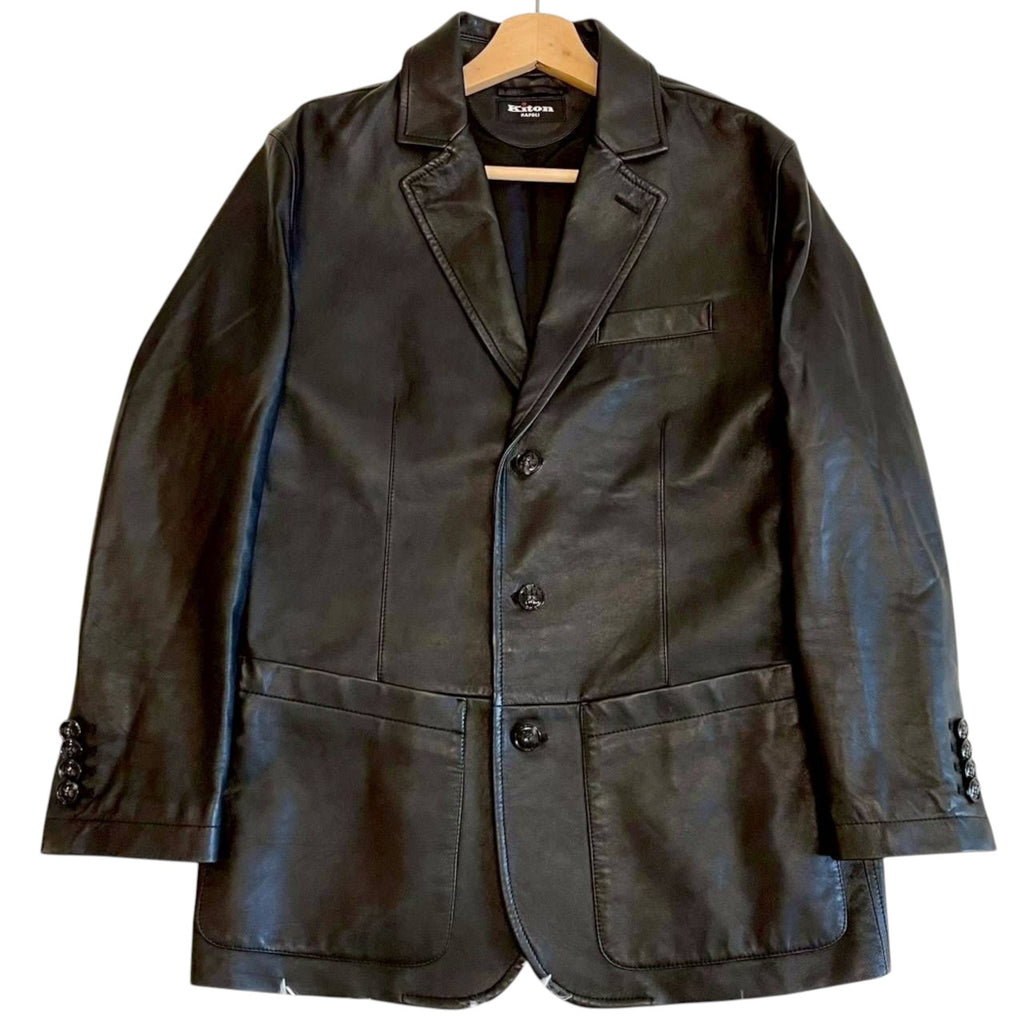 Kiton Lamb Leather Tailored Jacket Size 46