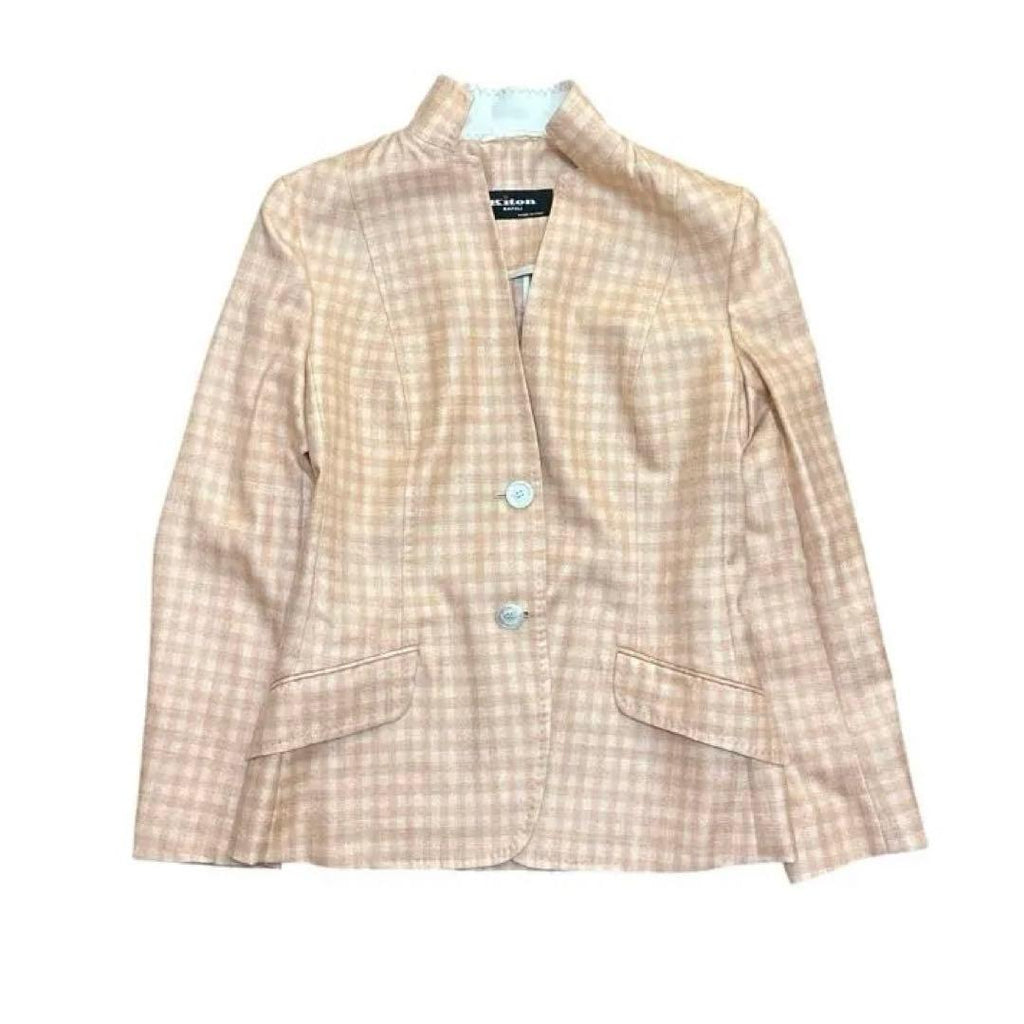 Kiton Salmon Pink Cashmere and Silk Collarless Jacket Size 42