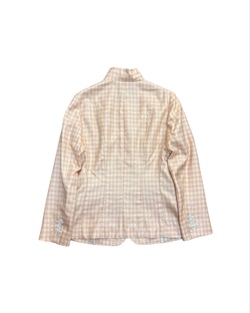 Kiton Salmon Pink Cashmere and Silk Collarless Jacket Size 42