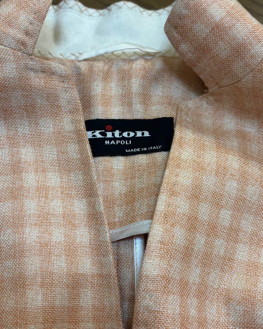 Kiton Salmon Pink Cashmere and Silk Collarless Jacket Size 42