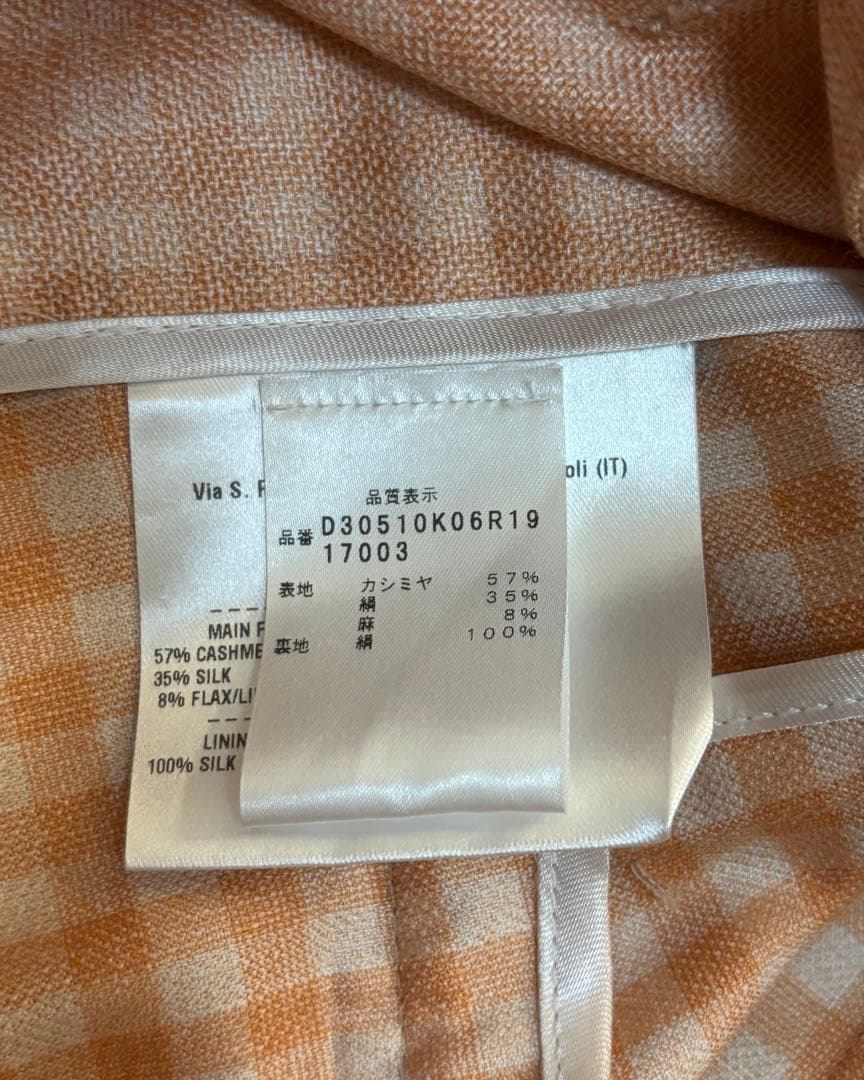 Kiton Salmon Pink Cashmere and Silk Collarless Jacket Size 42