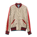 GUCCI Logo Print All-Over Satin Varsity Bomber Jacket — Size 46 (M)