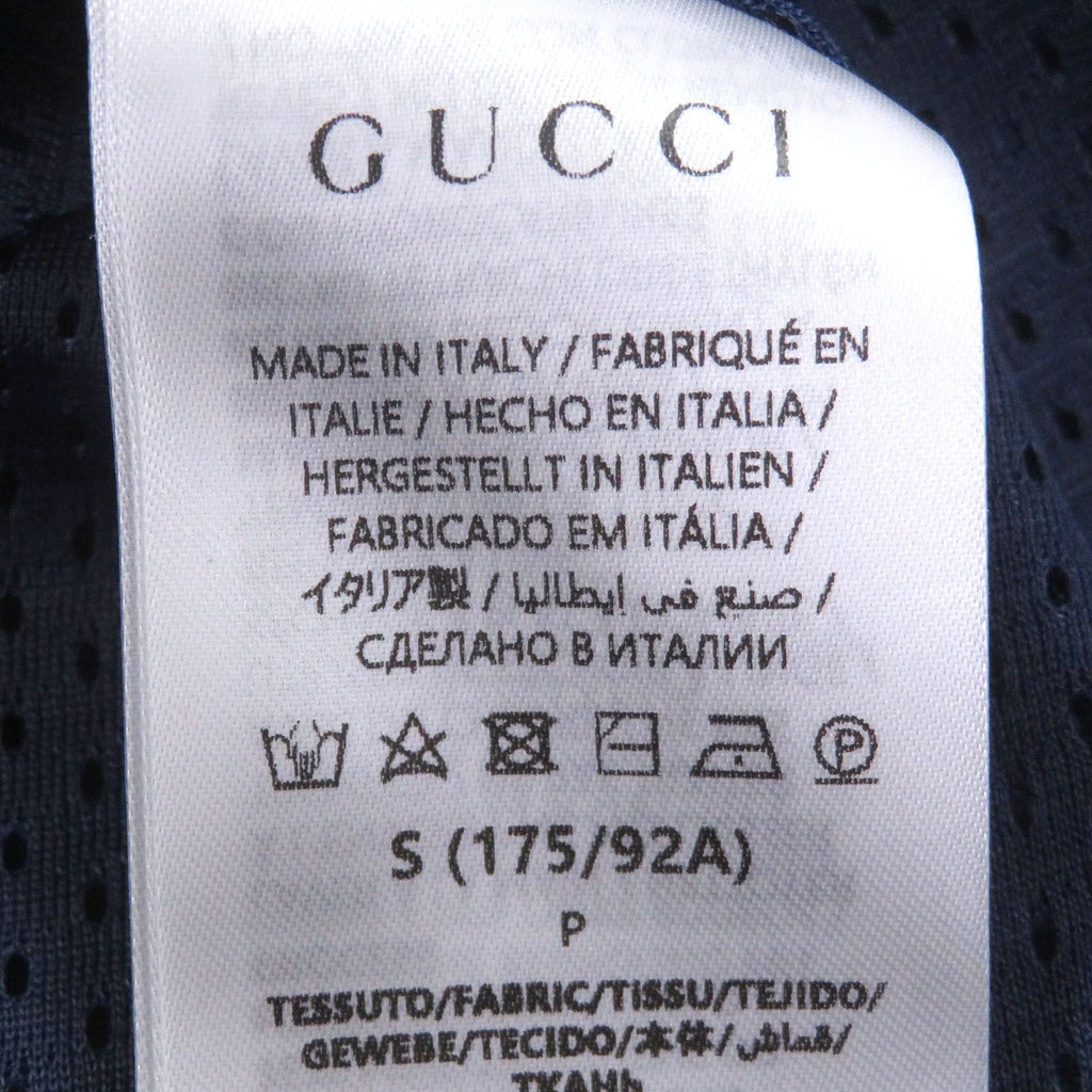 GUCCI Neoprene Logo Web Stripe Zip-Up Track Jacket — Navy / Size S