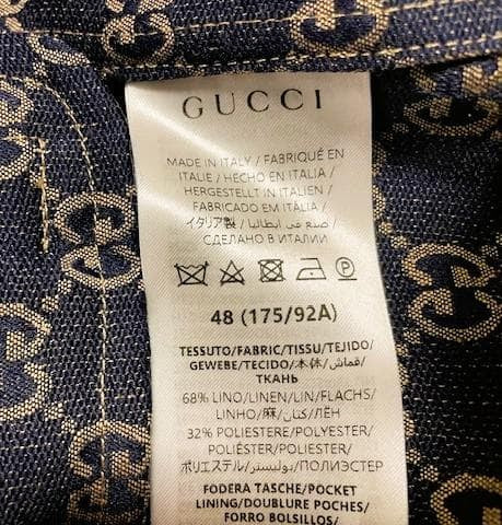 GUCCI GG Monogram-Print Four-Pocket Linen-Blend Jacket — Size 48