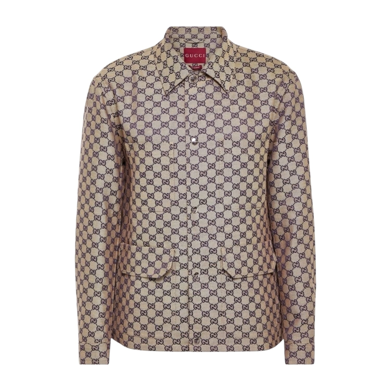 GUCCI GG Monogram-Print Four-Pocket Linen-Blend Jacket — Size 48