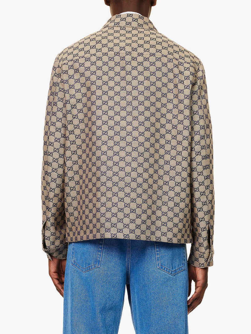 GUCCI GG Monogram-Print Four-Pocket Linen-Blend Jacket — Size 48