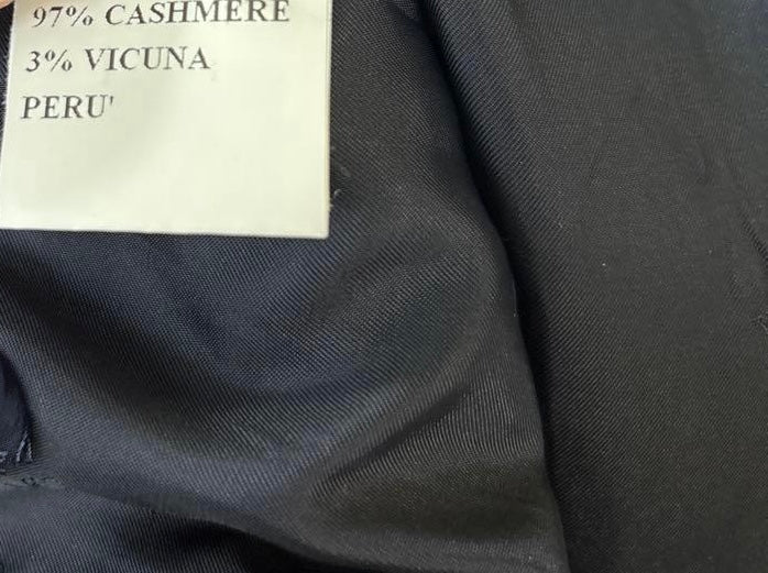 Kiton Black Cashmere Vicuna  Chesterfield Long Coat Size 41