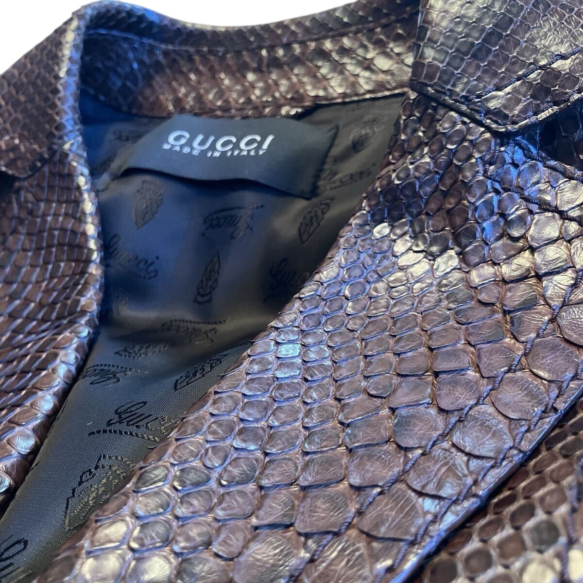 GUCCI Rare Python Snake Leather Jacket Blouson by Tom Ford — Size 46
