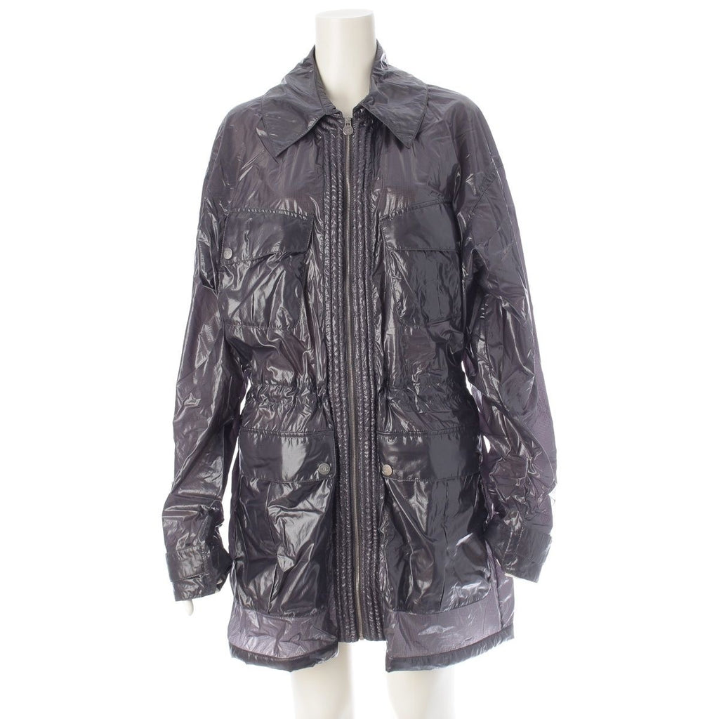 CHANEL Nylon CC Mark Long Coat Grey Size 38