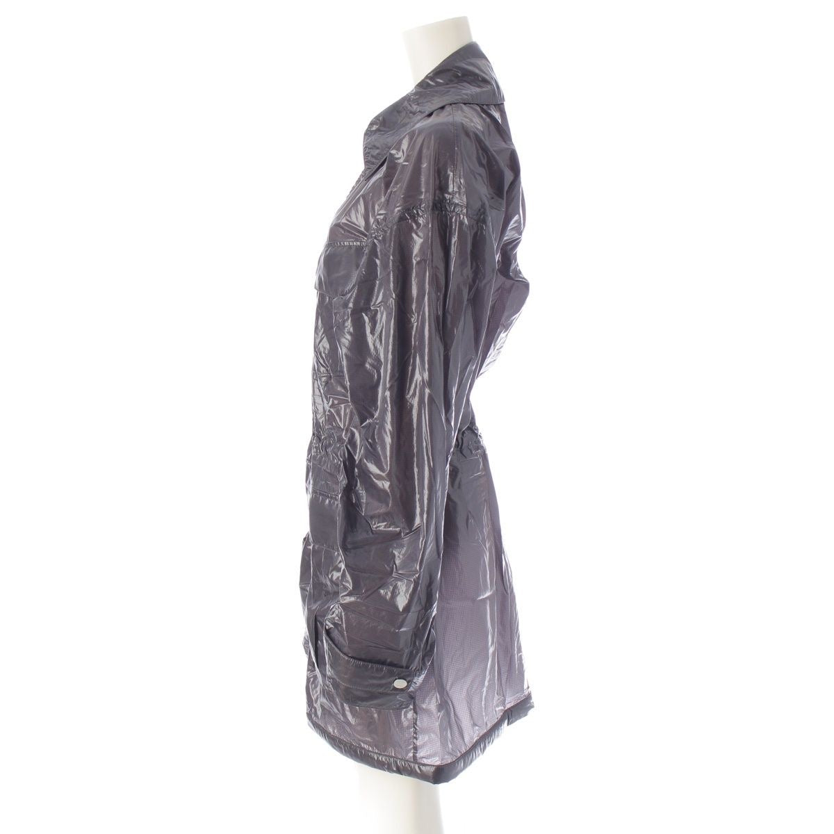 CHANEL Nylon CC Mark Long Coat Grey Size 38