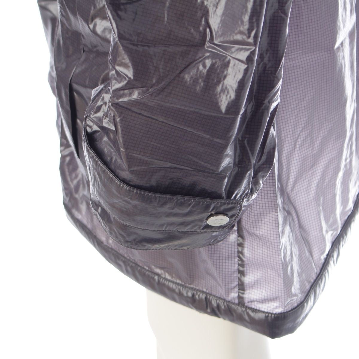 CHANEL Nylon CC Mark Long Coat Grey Size 38