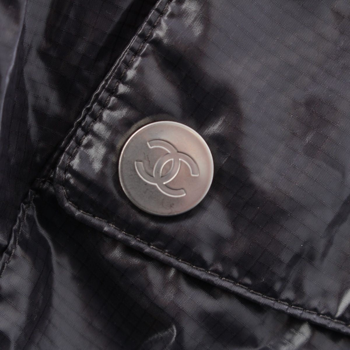 CHANEL Nylon CC Mark Long Coat Grey Size 38
