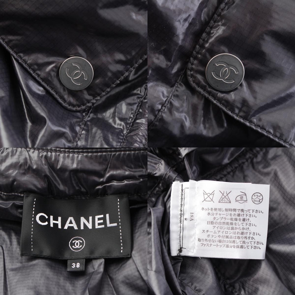 CHANEL Nylon CC Mark Long Coat Grey Size 38