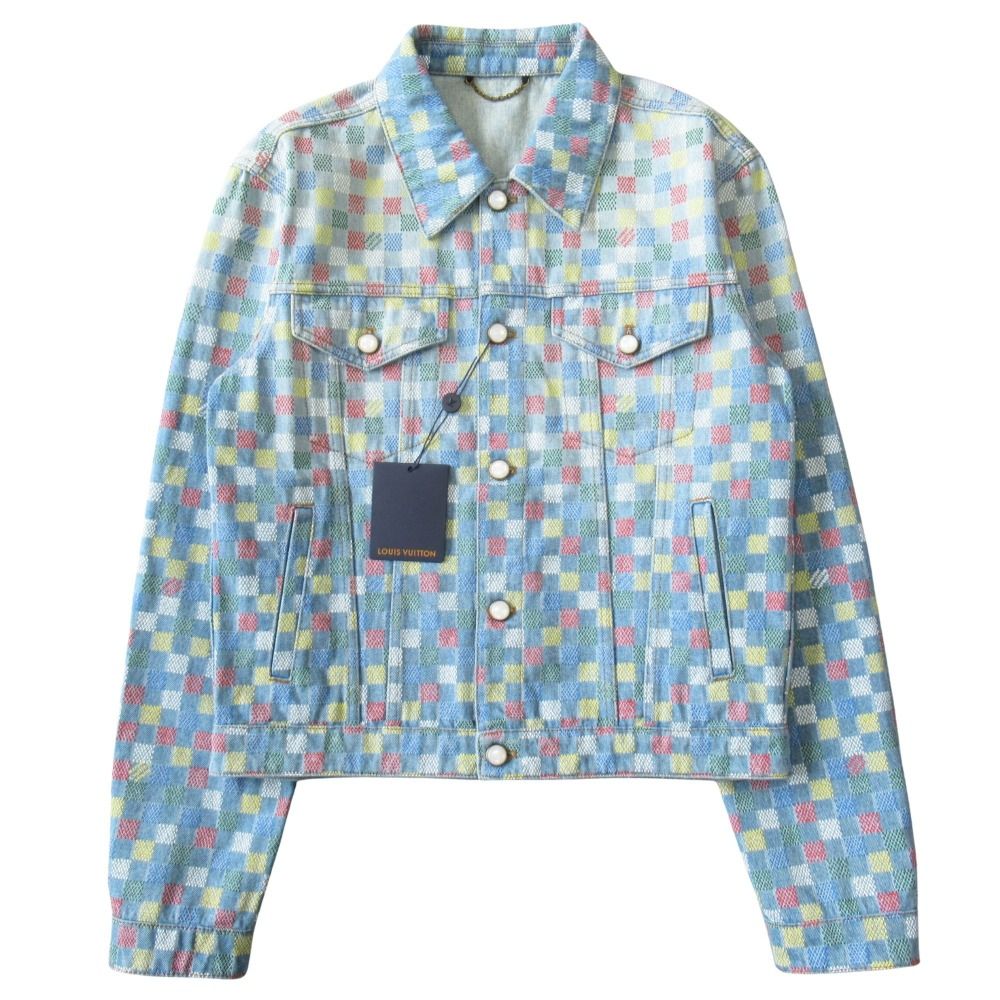 Louis Vuitton Damier Multicolor Denim Trucker Jacket Size 50
