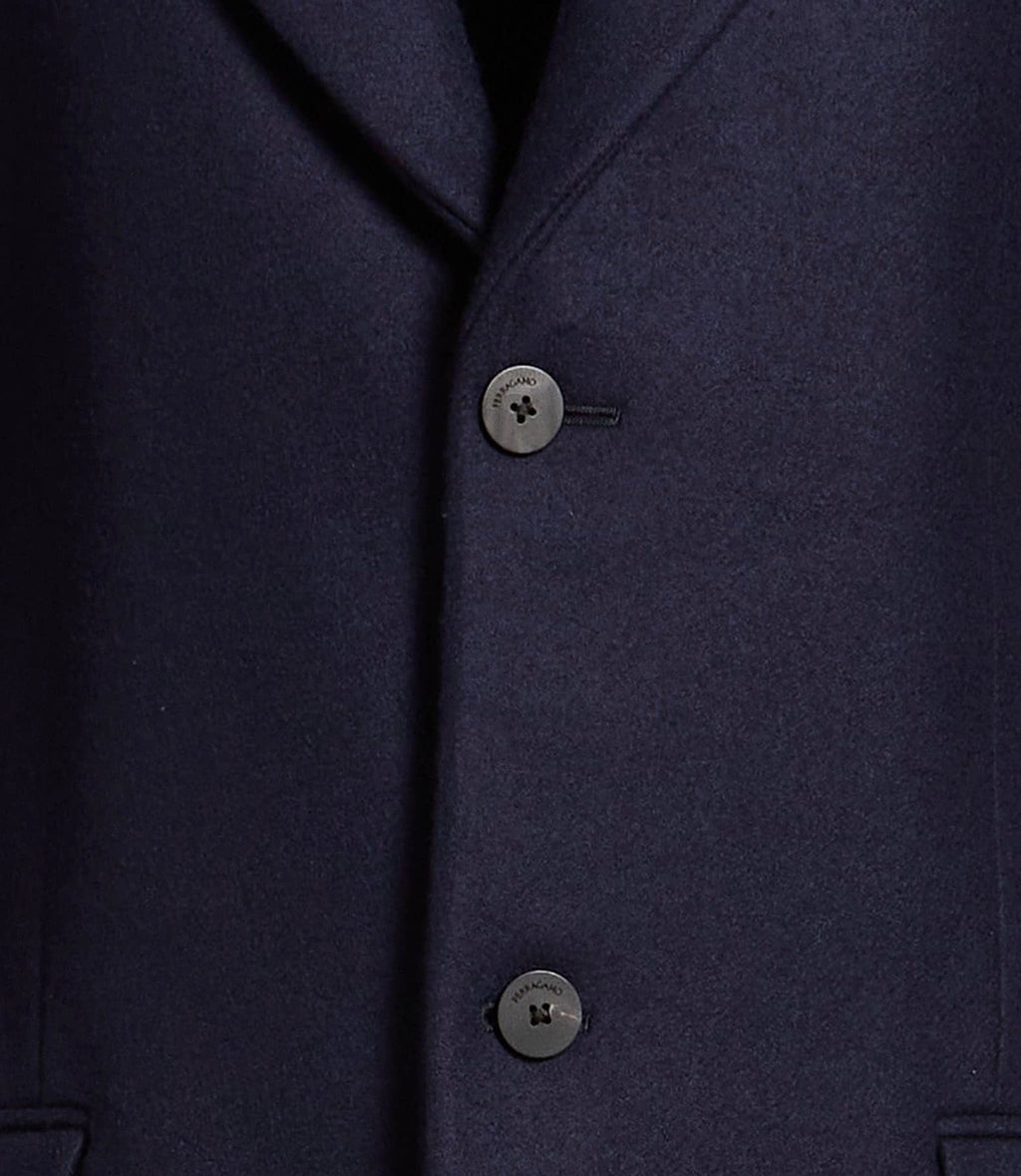 New FERRAGAMO Navy Heavyweight Wool Oversized Jacket Coat Size 50