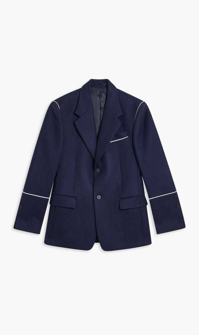 New FERRAGAMO Navy Heavyweight Wool Oversized Jacket Coat Size 50