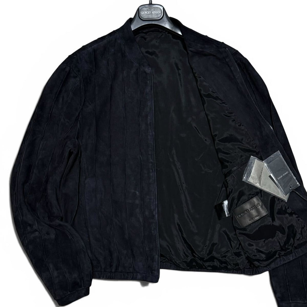 NWT GIORGIO ARMANI Lamb Suede & Leather Panel Jacket Blouson — Size 48