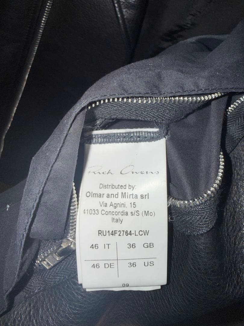 Rick Owens Biker Riders Jacket — Size 46