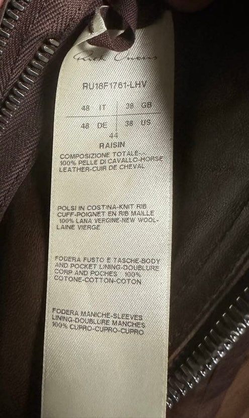 Rick Owens Intarsia Horse Leather Jacket — Size 48