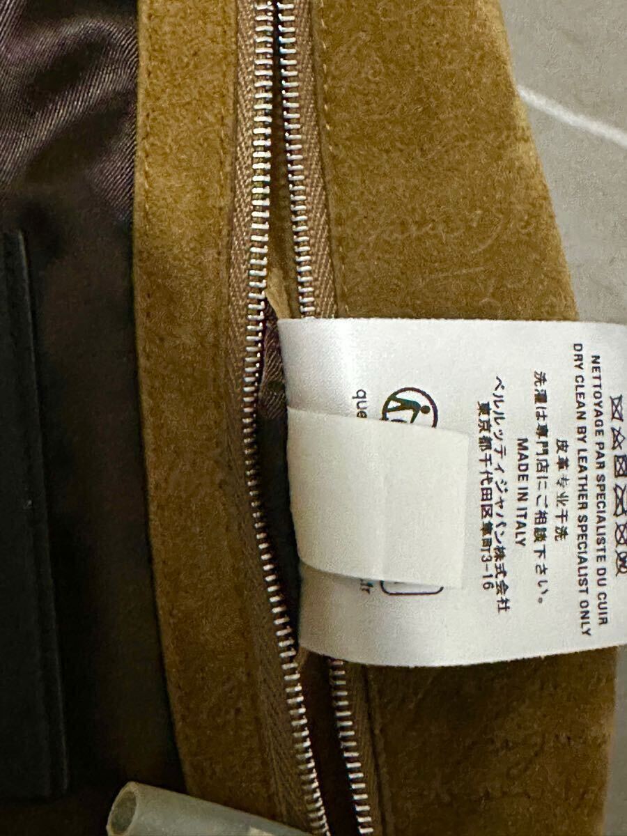 BERLUTI Scritto Calfskin Leather Bomber Jacket Beige Brown Size 46