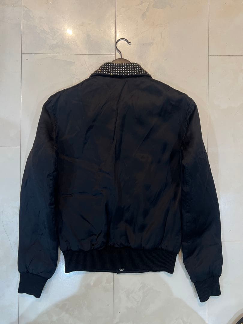 NWT SAINT LAURENT Swarovski Crystal 'Je t'aime' Embroidery Satin Teddy Jacket 486131