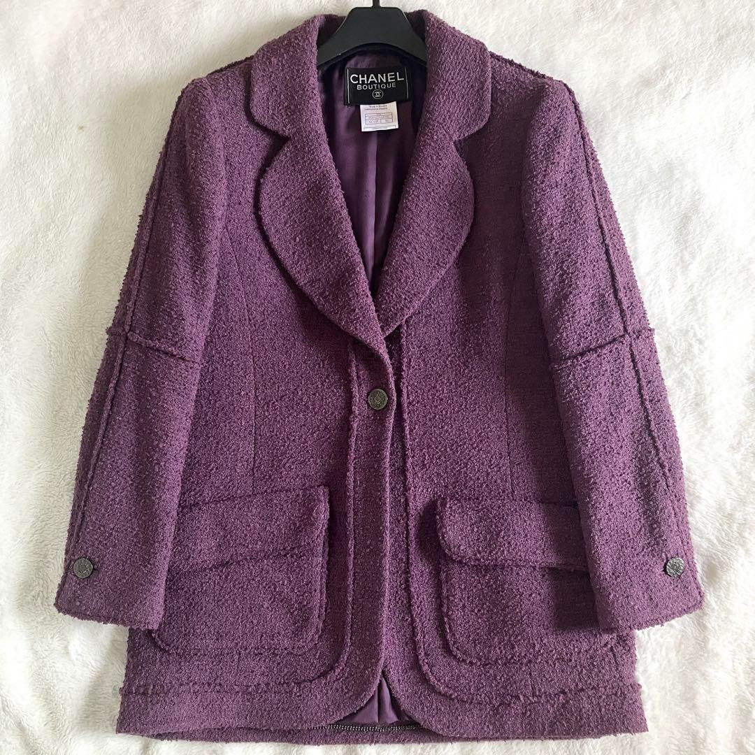 CHANEL Vintage 97A Coco Tweed Wool Chester Coat Size 36