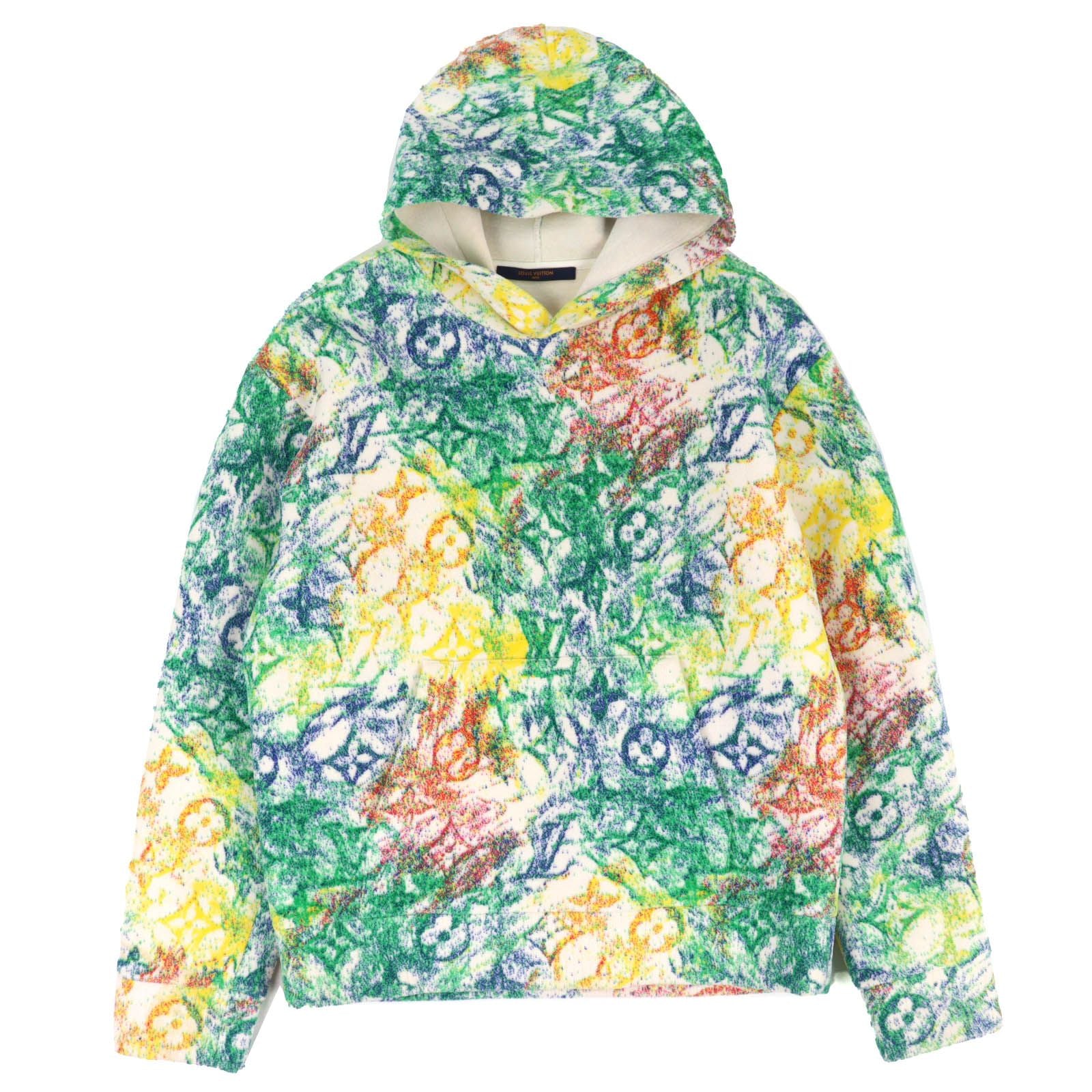 LOUIS VUITTON Cotton Pastel Monogram All-Over Print Velvet Pullover Hoodie Multicolor