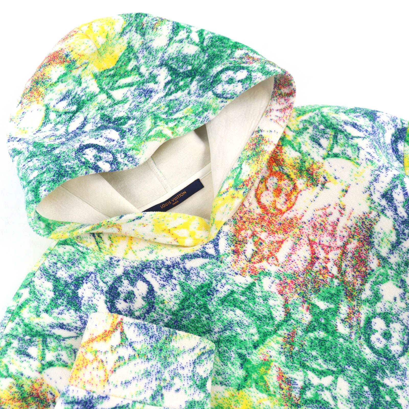LOUIS VUITTON Cotton Pastel Monogram All-Over Print Velvet Pullover Hoodie Multicolor